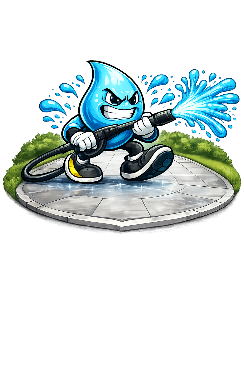 Mad at Dirt pressure washing mascot